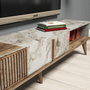Hanah Home Milan - Unidad de TV Nogal y Blanco con Estanterías